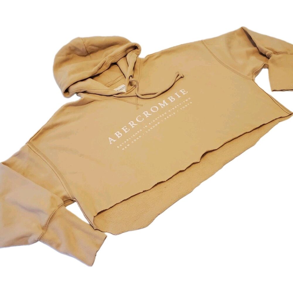 Abercrombie Fitch Womens XL Oversized Cut Off Hoodie Cropped Hooded Sweatshirt